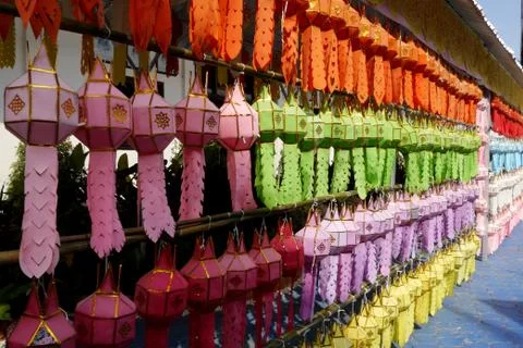 A display of paper lanterns Stock Photos
