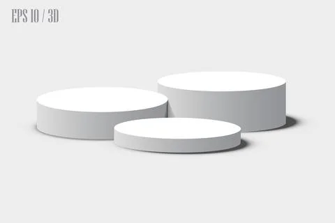 Display pedestal, Design platform, Empty product, White room and side lights. 3D Stock Illustration