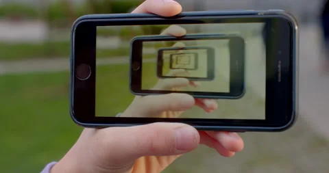 Display Phone camera error. Infinitely looped picture from the matrix. Stock Footage 218628654