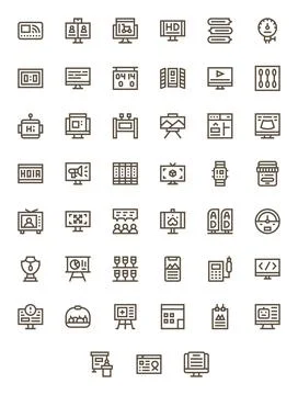 Display Premium Vector Bundle with 45 64x64 Editable Bold Line Icons 스톡 일러스트