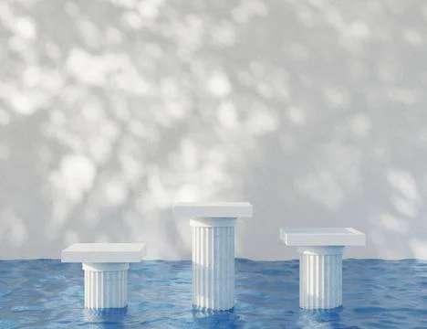 Display product platform on water surface 3D render illustration Stock Illustration
