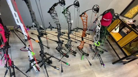 Display of Professional Archery Bow Stock Footage 150757521