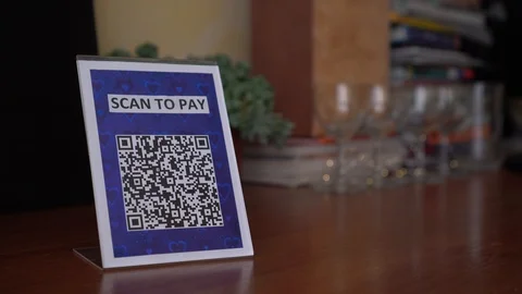 Display with QR code in the store Stock Footage 125555924