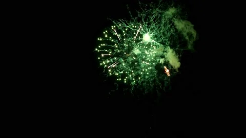 A Display of Real Fireworks against a black sky at night. Stock Footage 201501554