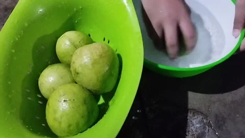 Display of red crystal guava fruit that has been washed Stock Footage 229251912