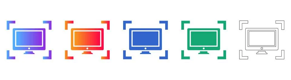 Display Screen Focus Icon Set Illustrazione stock
