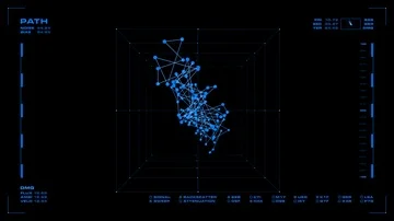 Display screen: rotating 3D nano or molecular scale substance, and related data. Stock Footage 85642504