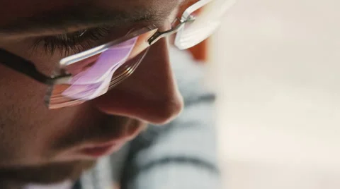 Display screen tablet with glasses young boy Stock Footage 46994692