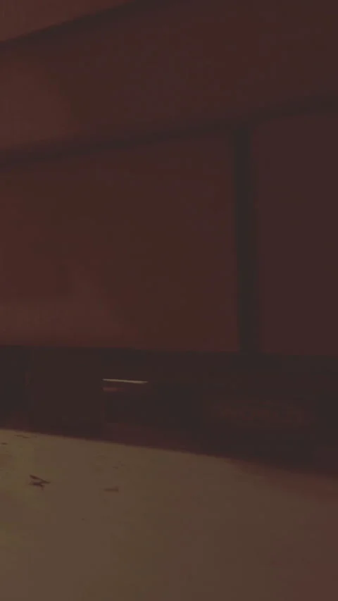 Display screens in a dimly lit room show a muted visual scene with no activity Stock Footage 333565688