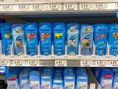 A display of Secret deodorant 스톡 사진