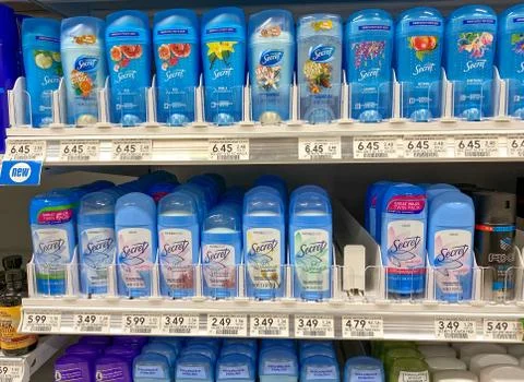 A display of Secret deodorant 스톡 사진