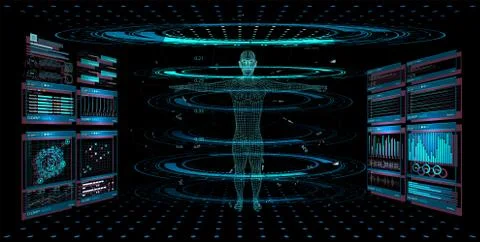 Display set of virtual interface elements. Modern medical examination HUD sty Stock Illustration