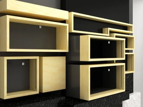Display Shelves Wall Stock Illustration