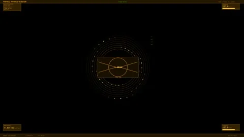 Display shows HUD interface animation for a particle physics detector in a .. Stock Footage 328273915