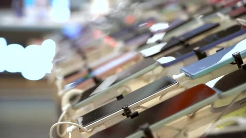 A Display of Smartphones: An Array of Modern Technology Showcasing Various Stock Footage 332653169