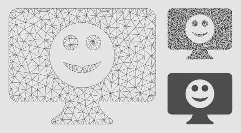 Display Smile Vector Mesh Carcass Model and Triangle Mosaic Icon Stock Illustration