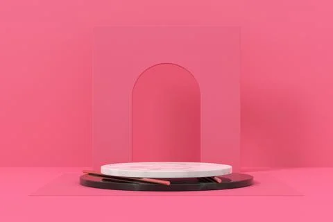 Display stand design. 3D product display. 3D rendering. Stock Illustration