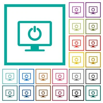 Display standby mode flat color icons with quadrant frames Stockillustratie