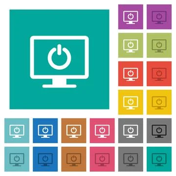 Display standby mode square flat multi colored icons Stock Illustration