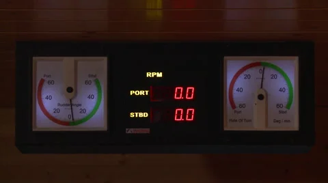 Display of a tachometer on a ship maneuvers simulator in Port Kaohsiung, Taiwan Stock Footage 66447013
