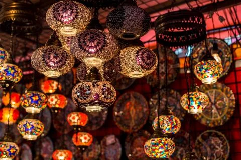 Display of traditional lamps at Faridabad Bazaar , India. Stock Photos