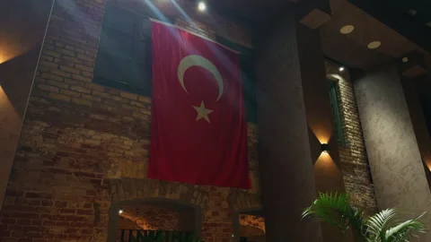 The Display of the Turkish Flag in Contemporary Interior Design Concepts and Stock Footage 318752823