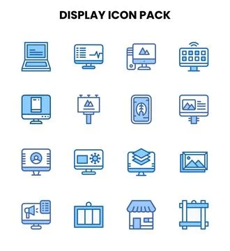 Display Two Colour Collection Icons Pack Illustrazione stock
