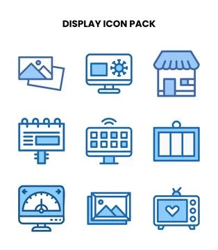Display Two Colour Design Icons Pack Stock Illustration