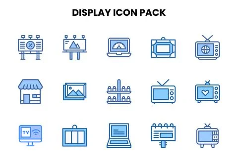 Display Two Colour Icons Pack 스톡 일러스트