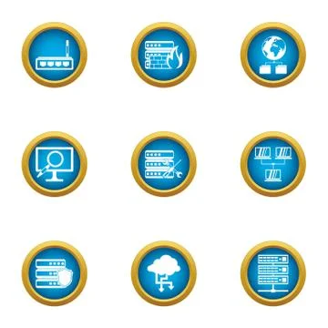 Display unit icons set, flat style Illustrazione stock