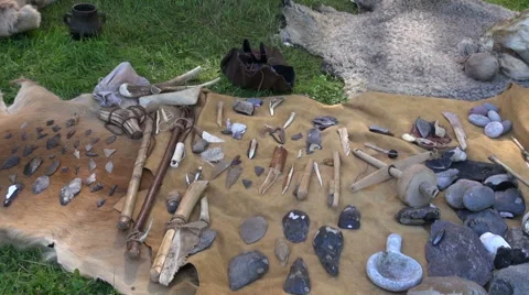 Display of various iron age tools Видео 66686469
