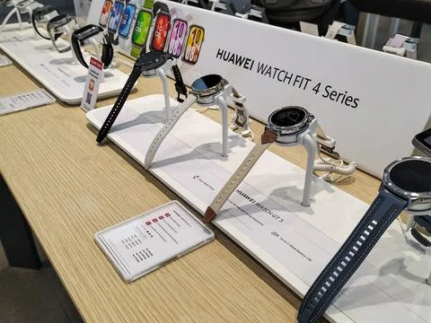 Display of various smartwatches Stock Photos