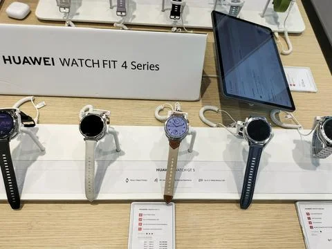 Display of various smartwatches Stock Photos