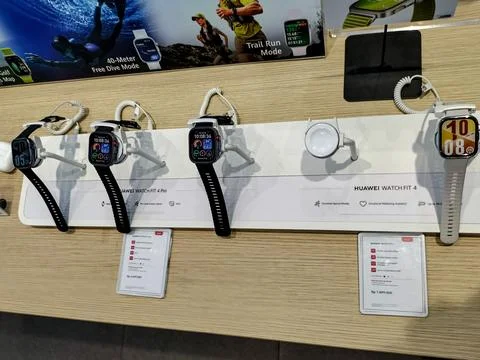 Display of various smartwatches Stock Photos