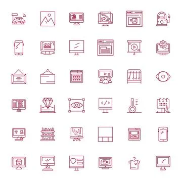 Display Vector Icon Repository containing 36 Bold Line 256x256 Editable gra.. Stock Illustration