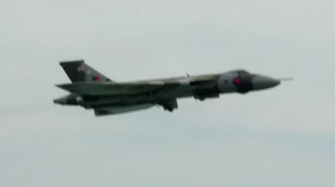 Display of the Vulcan bomber airplane Stock Footage 56581668