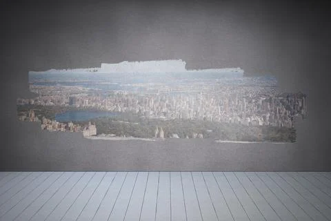 Display on wall showing city view Stock Illustration