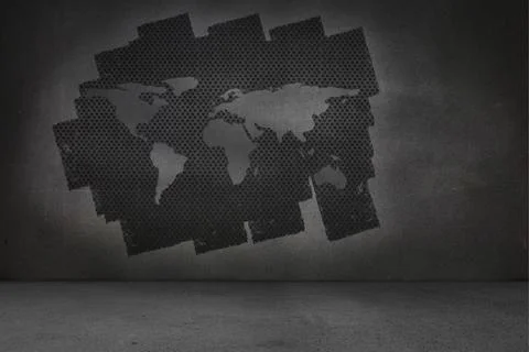 Display on wall showing global technology graphic Stock Illustration