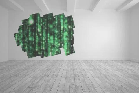 Display on wall showing green matrix Illustrazione stock
