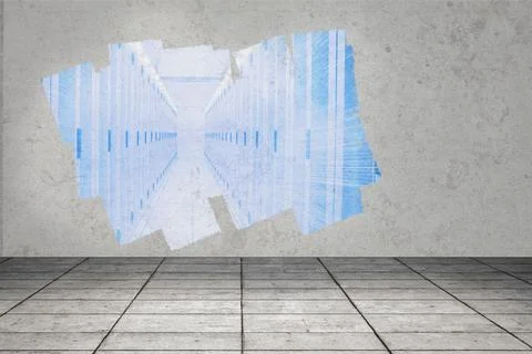 Display on wall showing server hallway Stockillustratie