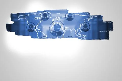 Display on wall showing technology interface Illustrazione stock