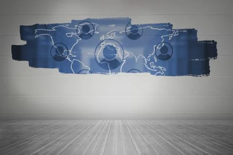 Display on wall showing technology interface 스톡 일러스트
