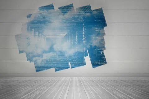 Display on wall showing technology interface Illustrazione stock