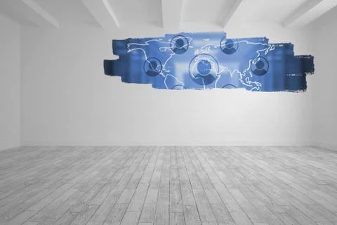 Display on wall showing technology interface Illustrazione stock