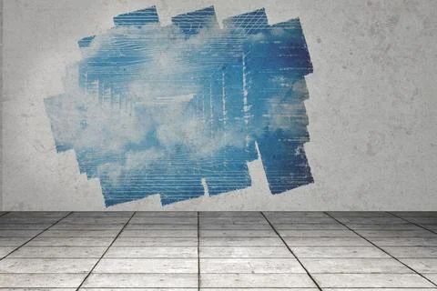 Display on wall showing technology interface Illustrazione stock