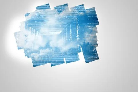 Display on wall showing technology interface Stock Illustration