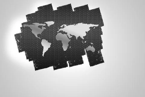 Display on wall showing world map Stock Illustration