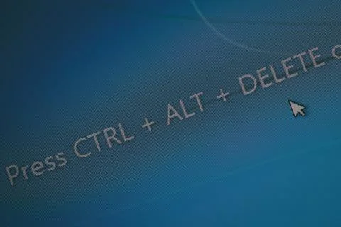 Display with word "press Ctrl + Alt + Del" on display for operating system st Stock Photos