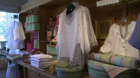 Displayed clothes in a boutique  (1 of 2) Stock Footage 8981493