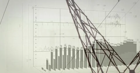 Displaying 3D bar chart on dashboard, with numeric labels, grid ticks, segmen Stock Photos
